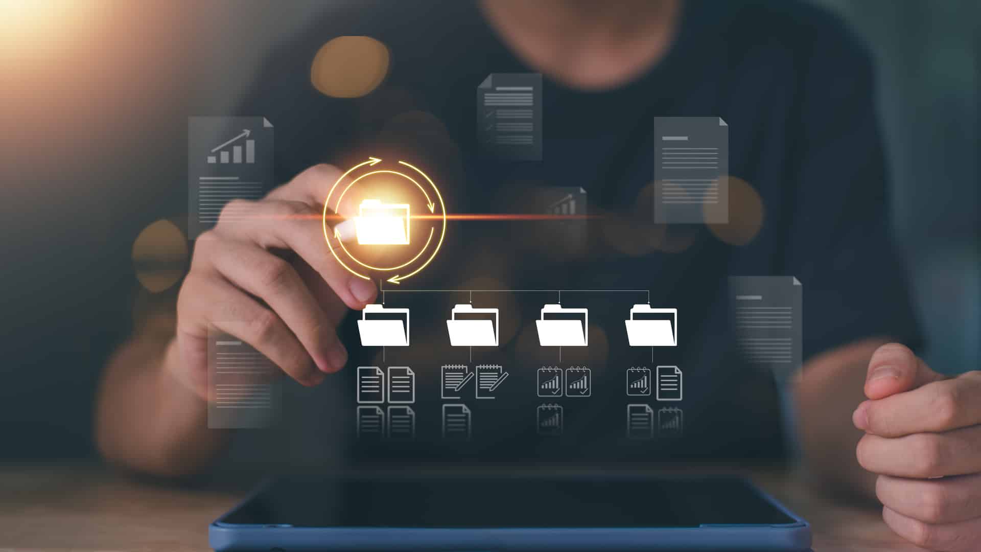 Cloud Backup accountant showing office document auditing concept ,plan review